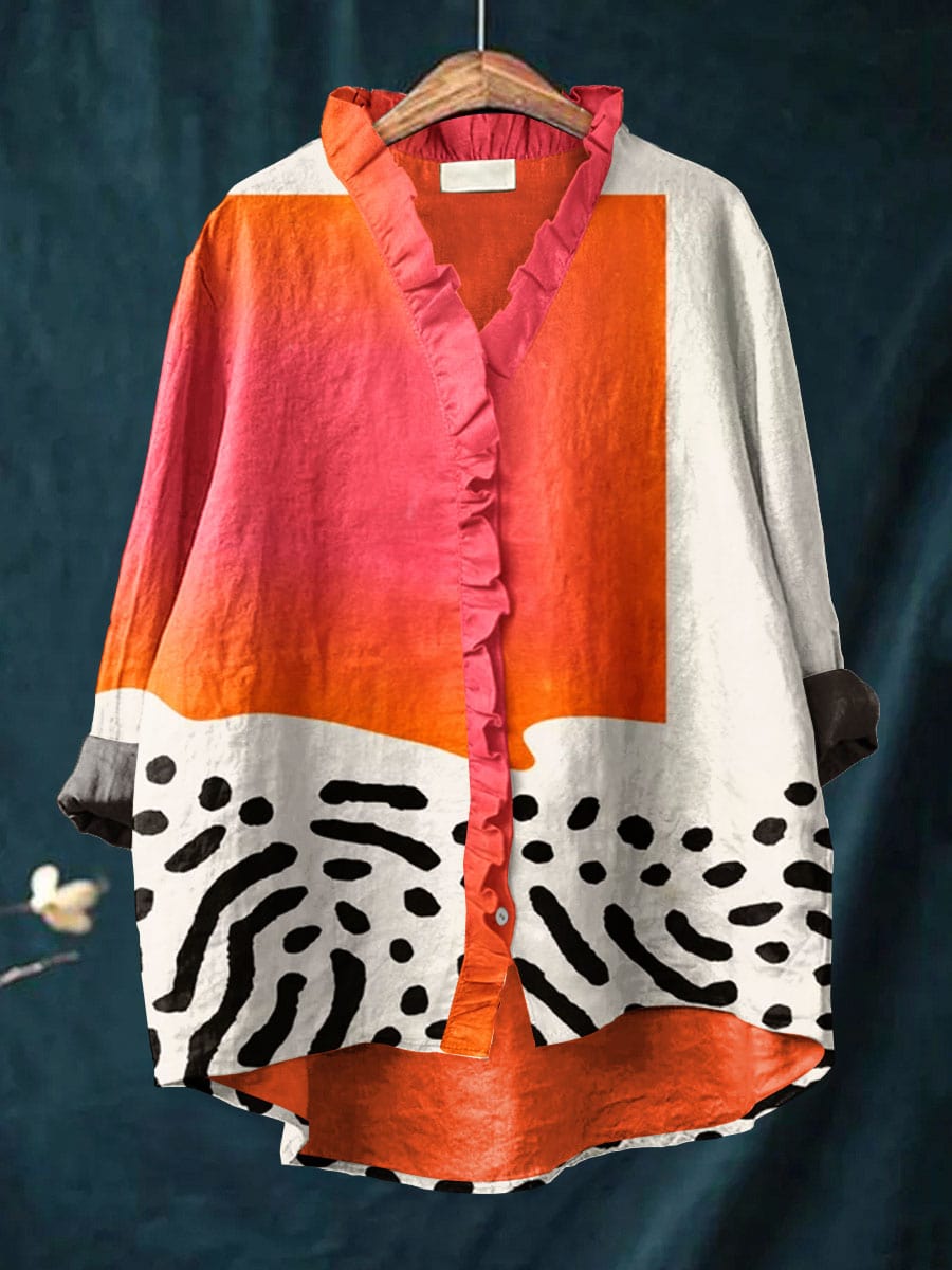 Black Colour Melina linen blouse taupe main image 1