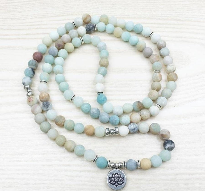 108 Natural Matte Amazonite Stone Mala Prayer Beads