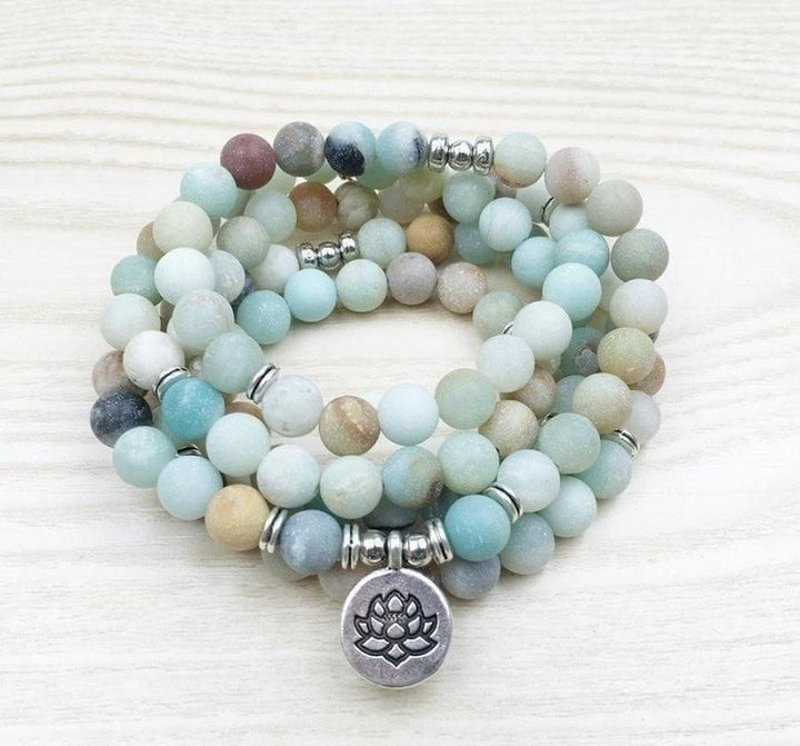 108 Natural Matte Amazonite Stone Mala Prayer Beads