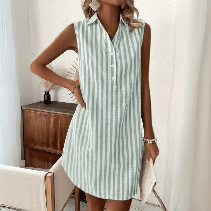 Annemiek™ | Elegante gestreepte overhemdjurk