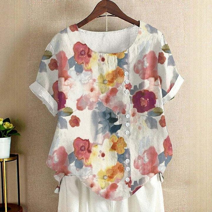 Vintage Blus Med Blommönster