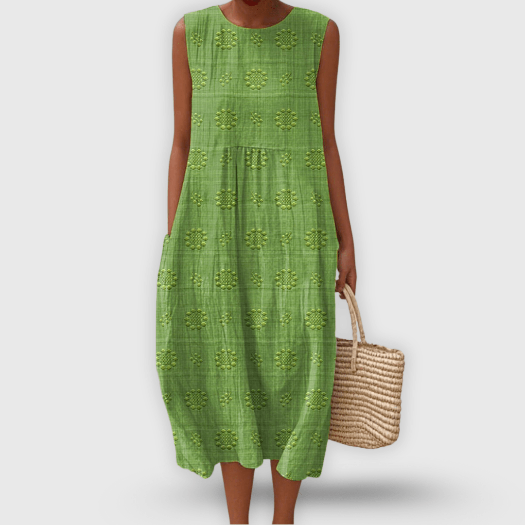 Kira | Elegantes ärmelloses Baumwollkleid mit Taschen