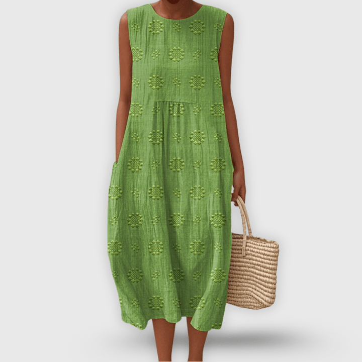 Kira | Elegantes ärmelloses Baumwollkleid mit Taschen