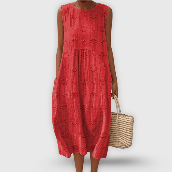 Kira | Elegantes ärmelloses Baumwollkleid mit Taschen