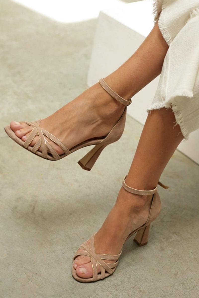 Marona™ | Sandali patchwork con punta tonda e tacco sottile