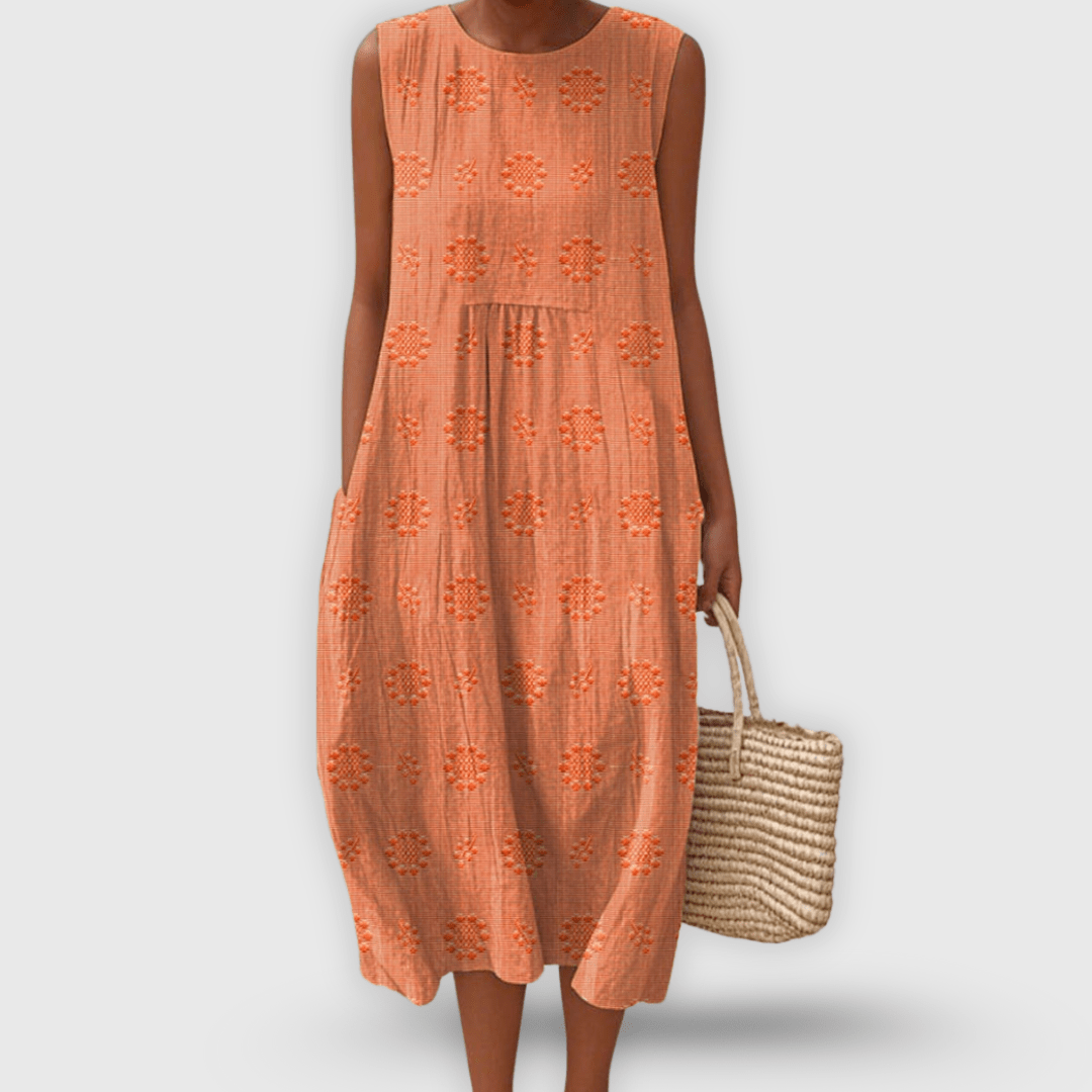 Kira | Elegantes ärmelloses Baumwollkleid mit Taschen