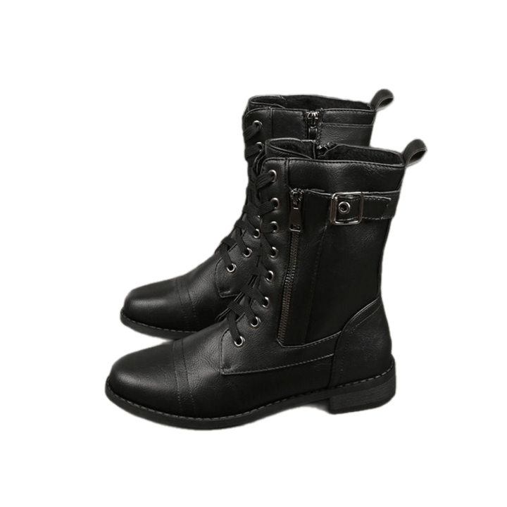 🔥Orthopädische Damenstiefel mit rundem Zehenbereich und Seitenreißverschluss aus Leder