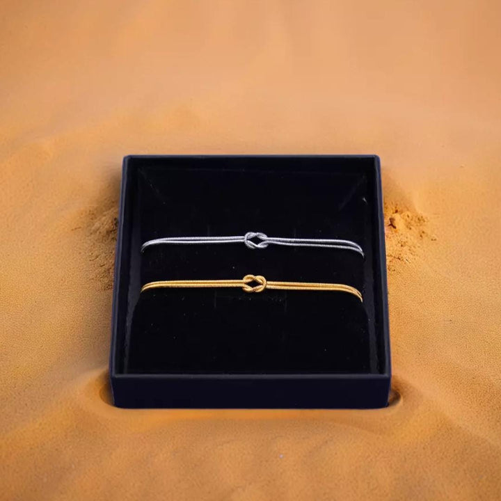Coppia di 2 Bracciali Nodo dell'Amore - Confezione Regalo con Certificato di Promessa