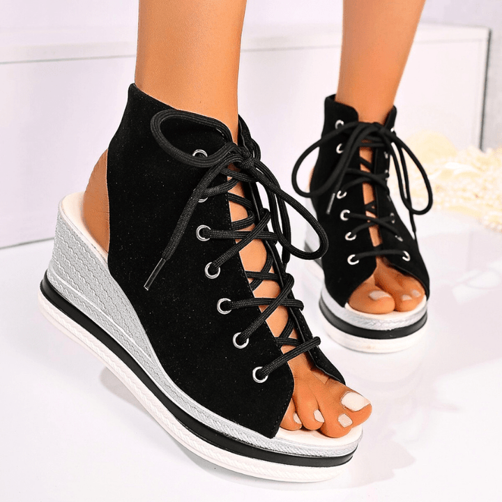 Marina Lace-Up Wedge Sandals
