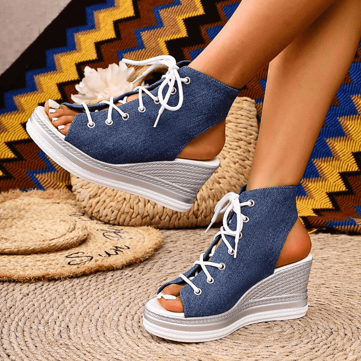 Marina Lace-Up Wedge Sandals