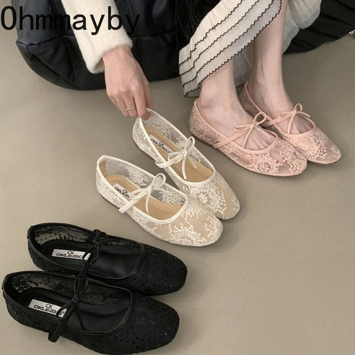 Vionna Lace Bow Flats