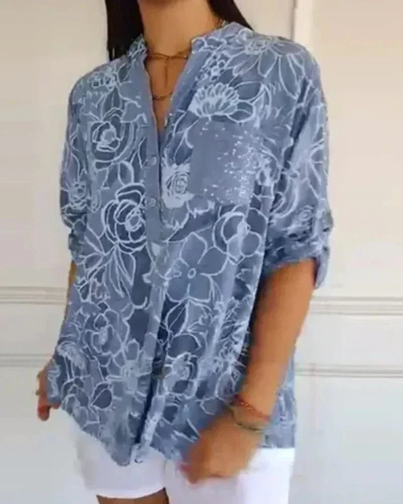 Elise™ | Luchtige Bloemenblouse met V-hals