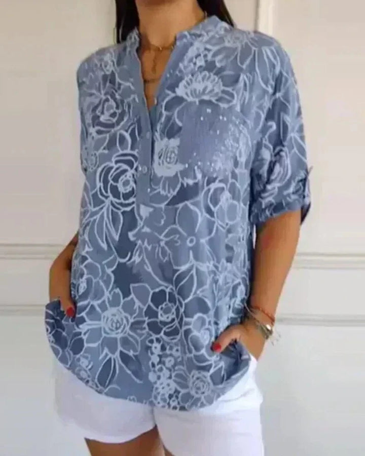 Elise™ | Luchtige Bloemenblouse met V-hals