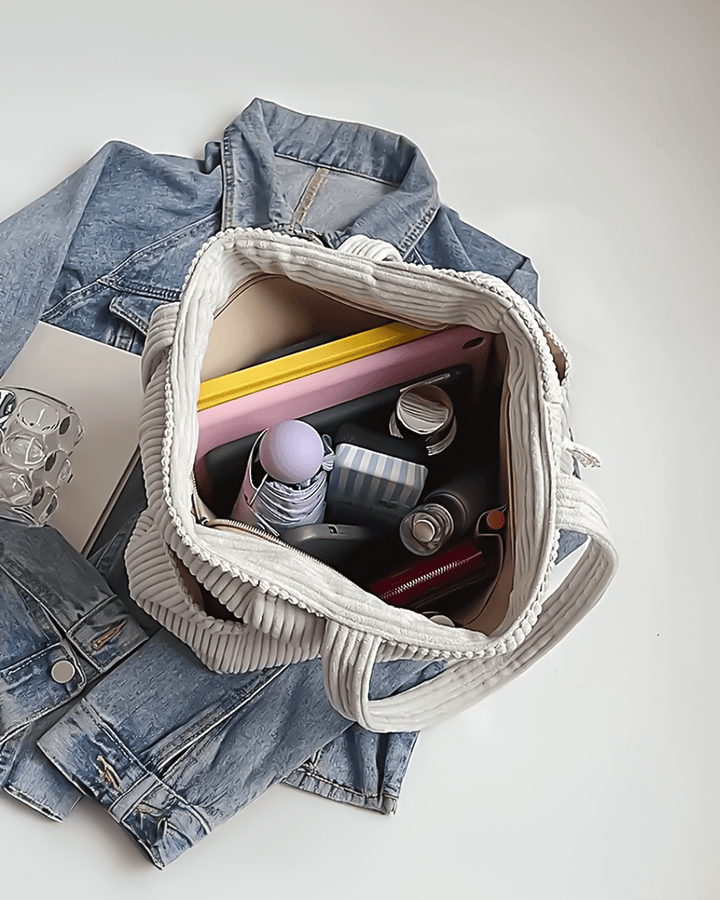 Tilda – Gerippte Tragetasche mit Kordel-Detail