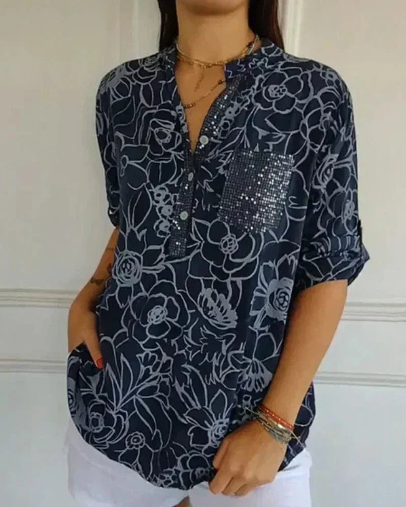 Elise™ | Luchtige Bloemenblouse met V-hals