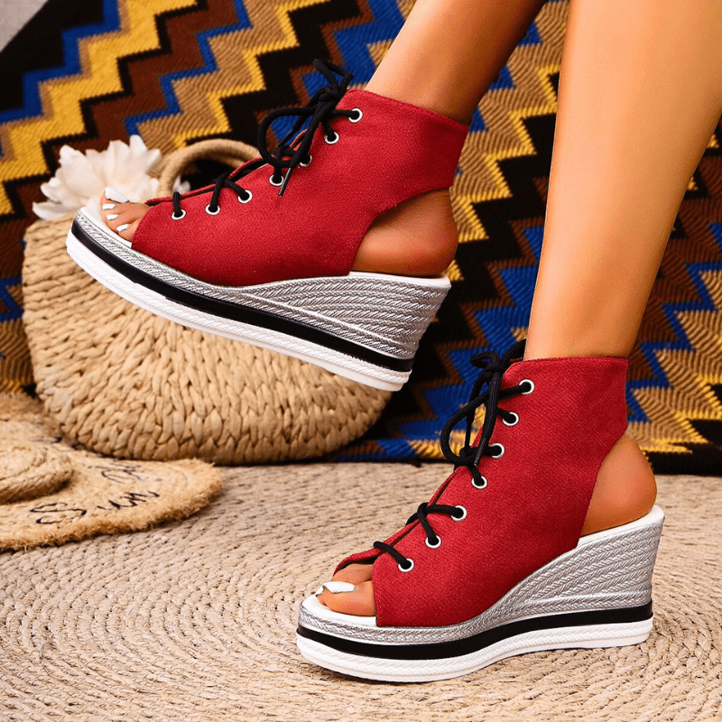 Marina Lace-Up Wedge Sandals