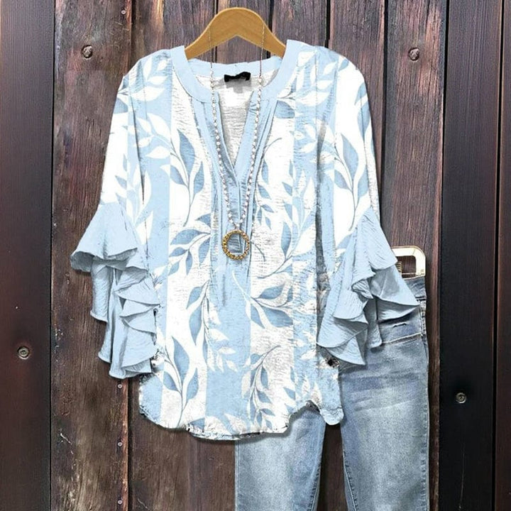 Casual Blouse Met Bladprint
