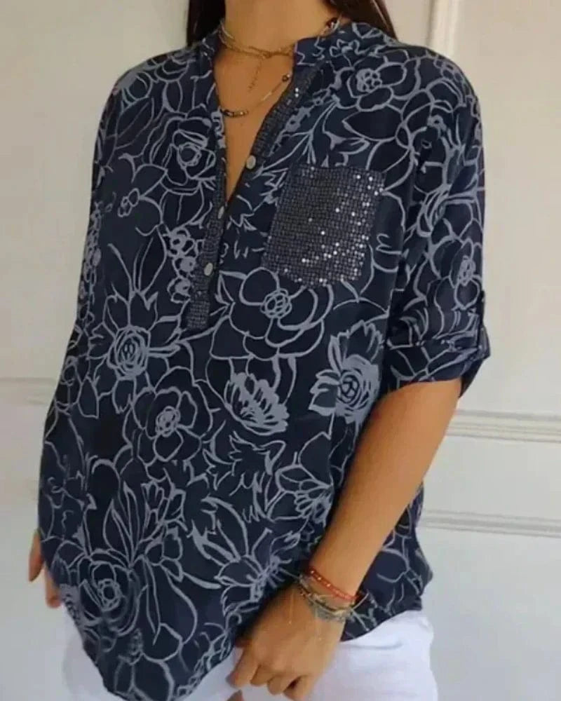 Elise™ | Luchtige Bloemenblouse met V-hals