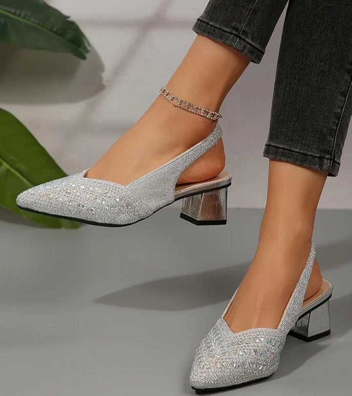 BRUNA | Eleganti slingback con strass e tacco comodo