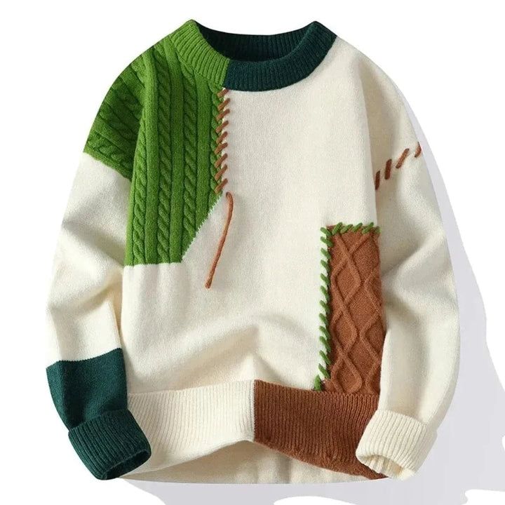 Kelvin Patchwork O-Neck Sweater