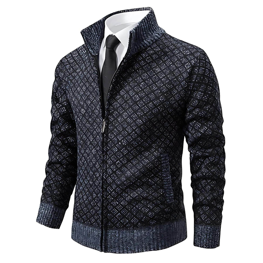 Windsor Diamond-Knit Zip Cardigan