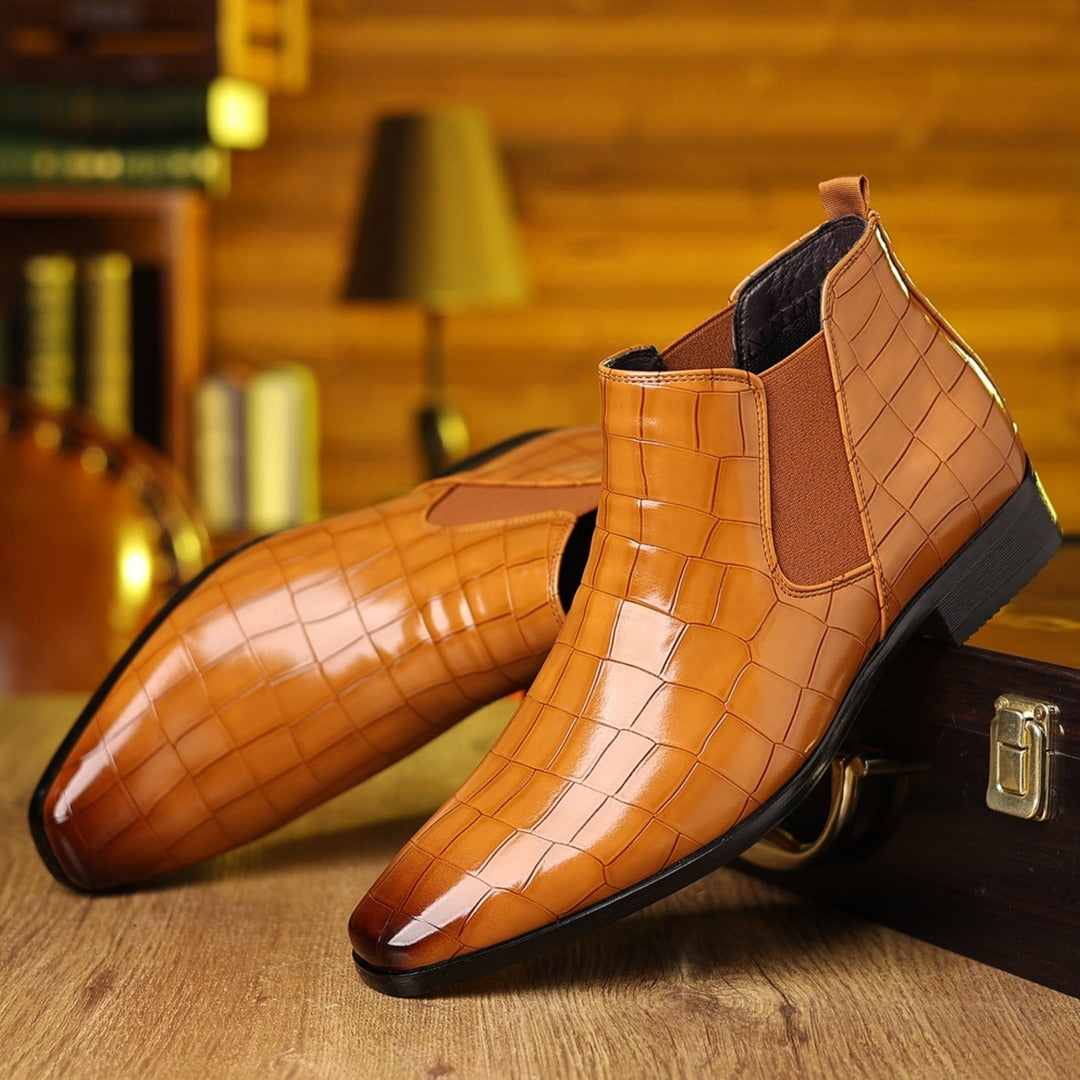 Luxe Croc Chelsea Boots
