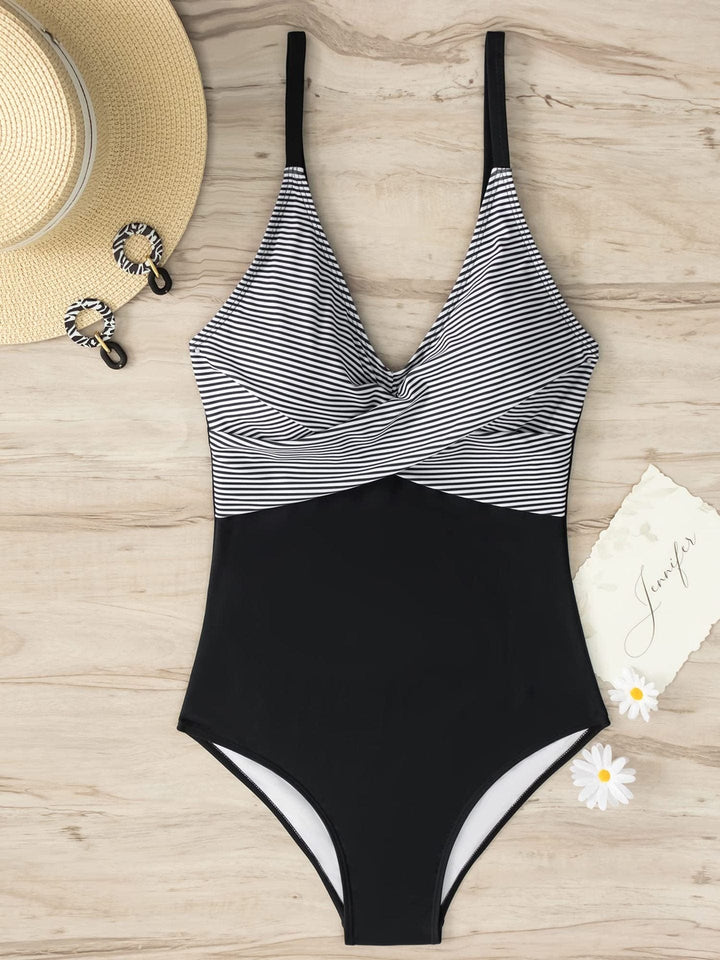 Costume da Bagno Foglia Tropicale – Scollo a V e Stile Modellante