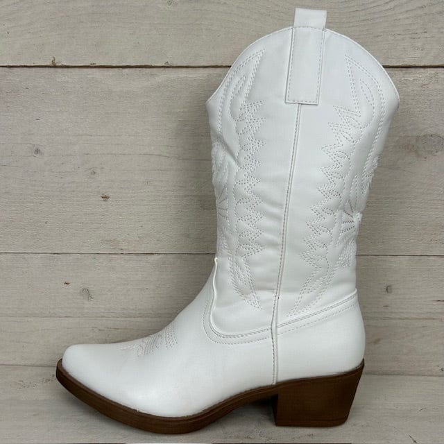 Gave leatherlook cowboylaars wit