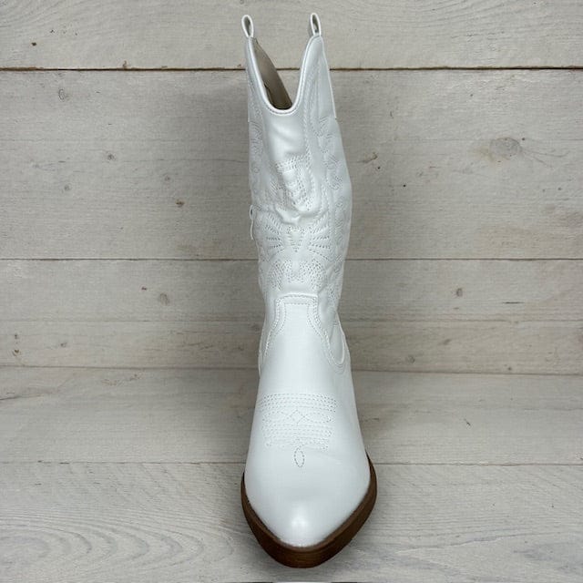 Gave leatherlook cowboylaars wit