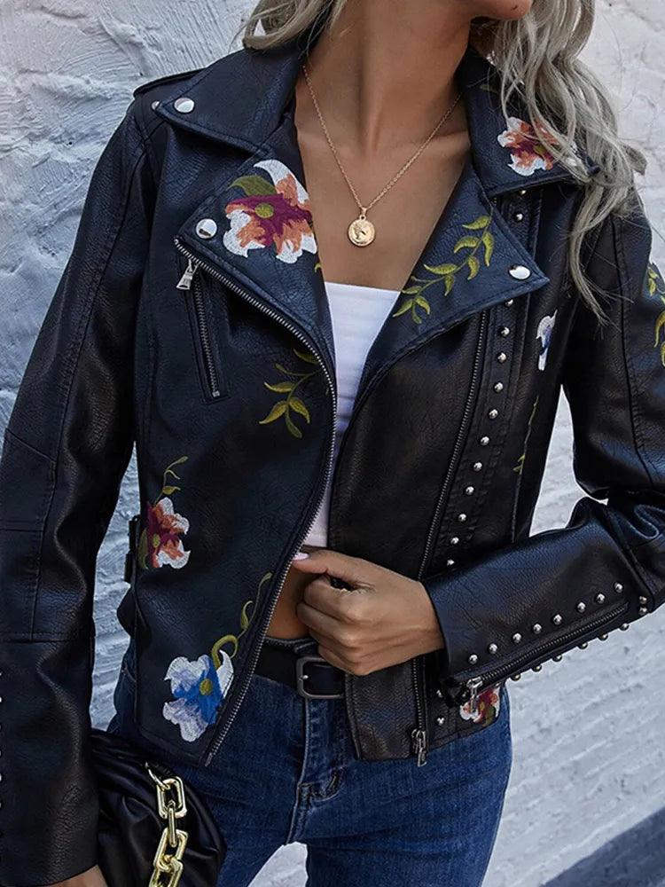 Ella - Veste en Cuir Florale