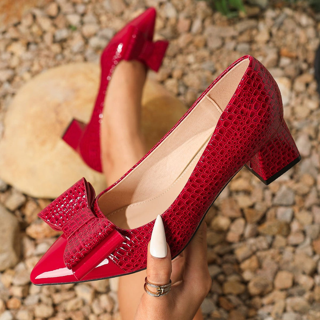VALENCIA BOW BLOCK HEELS