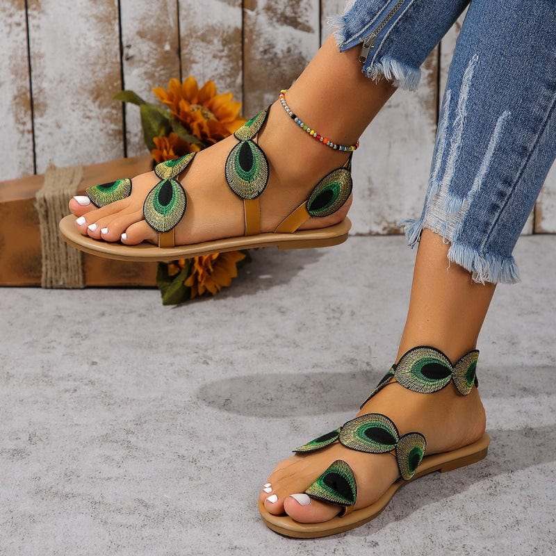 2025 Neue Mode-Imitation Pfauenfeder Sandalen