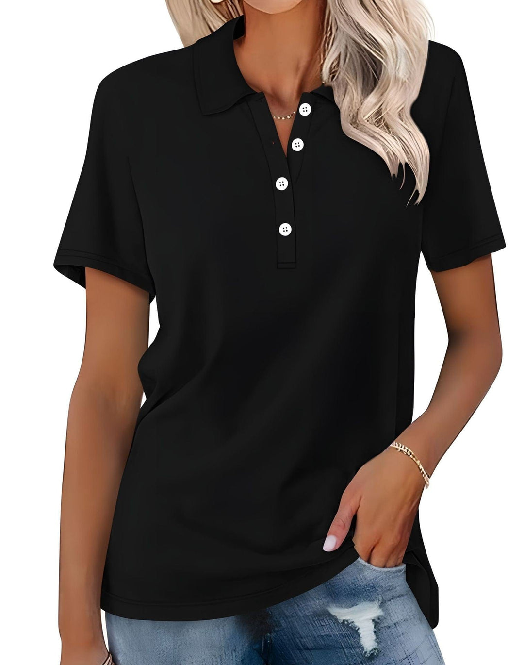 Julia - Ademend Polo Shirt met Elegante Uitstraling