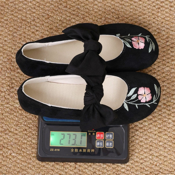 🌺Neue flache Mary-Jane-Schuhe mit bestickter Schleife
