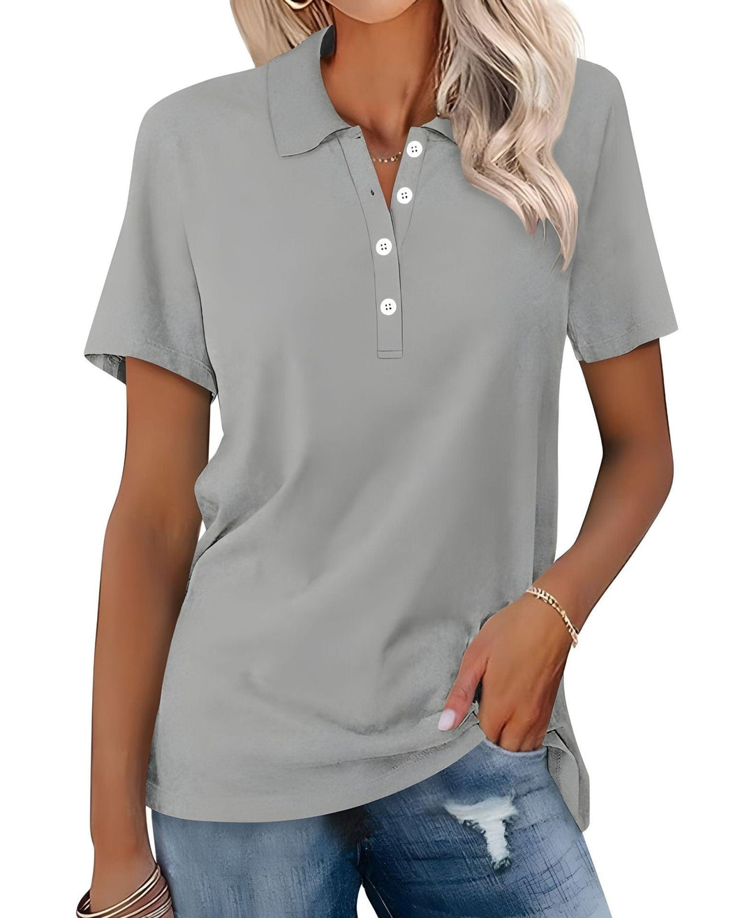 Julia - Ademend Polo Shirt met Elegante Uitstraling