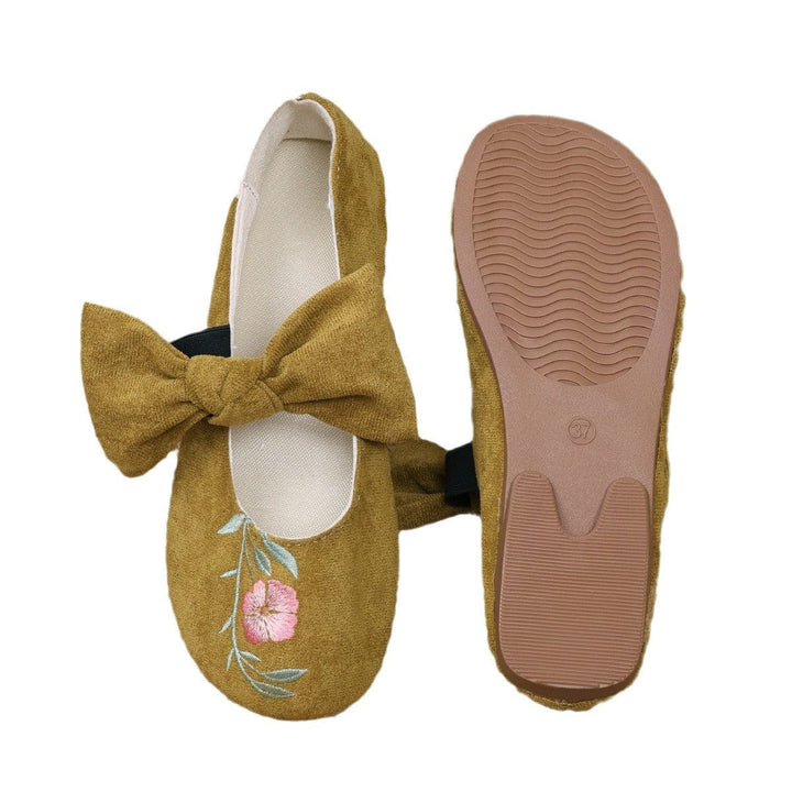 🌺Neue flache Mary-Jane-Schuhe mit bestickter Schleife