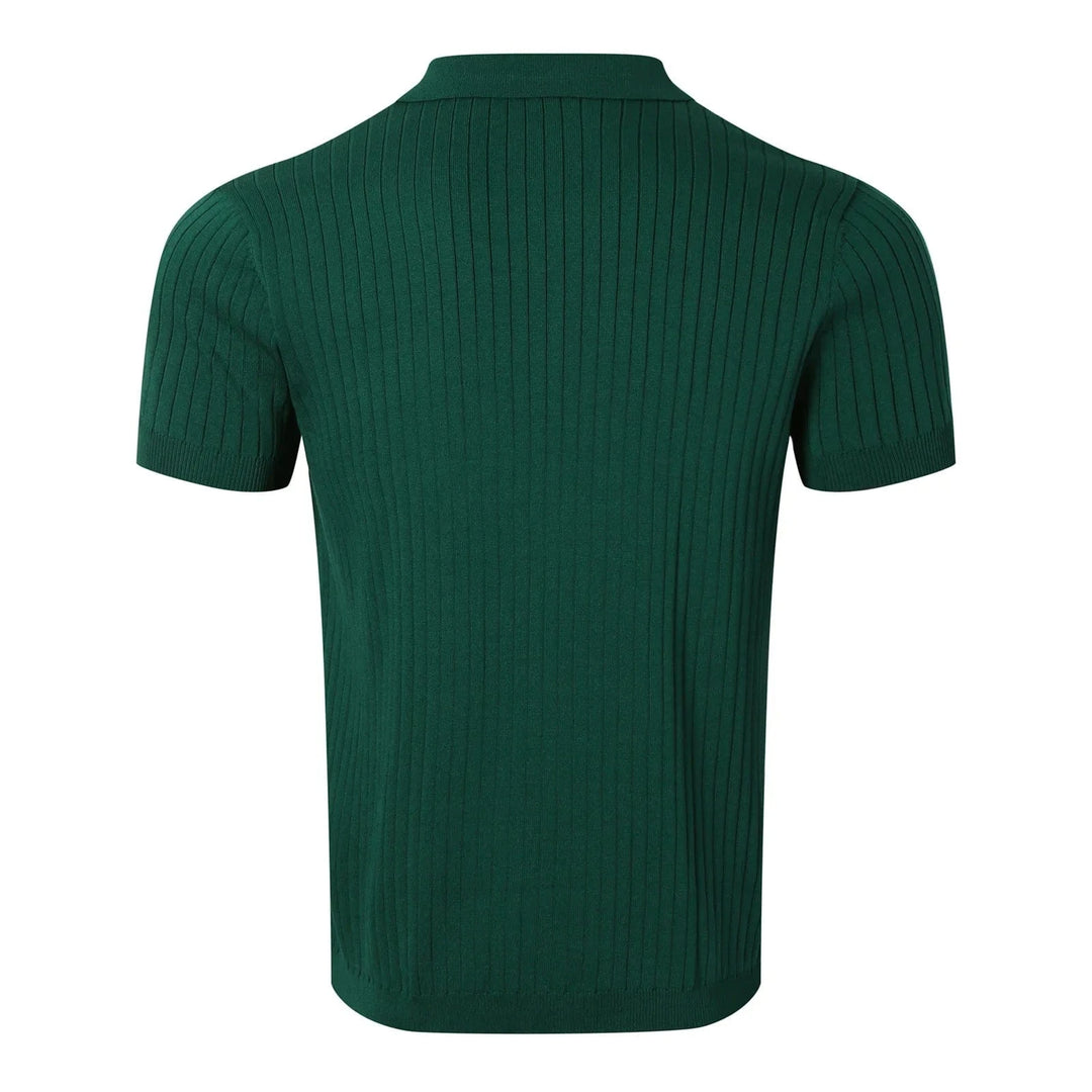 Retro Knit Striped Polo Shirt