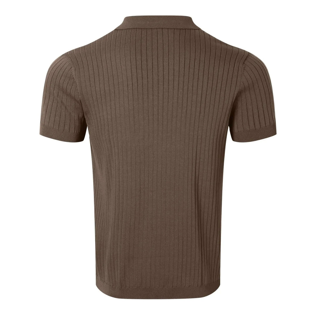 Retro Knit Striped Polo Shirt
