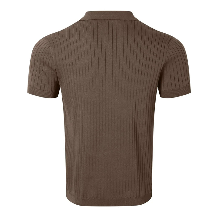Retro Knit Striped Polo Shirt