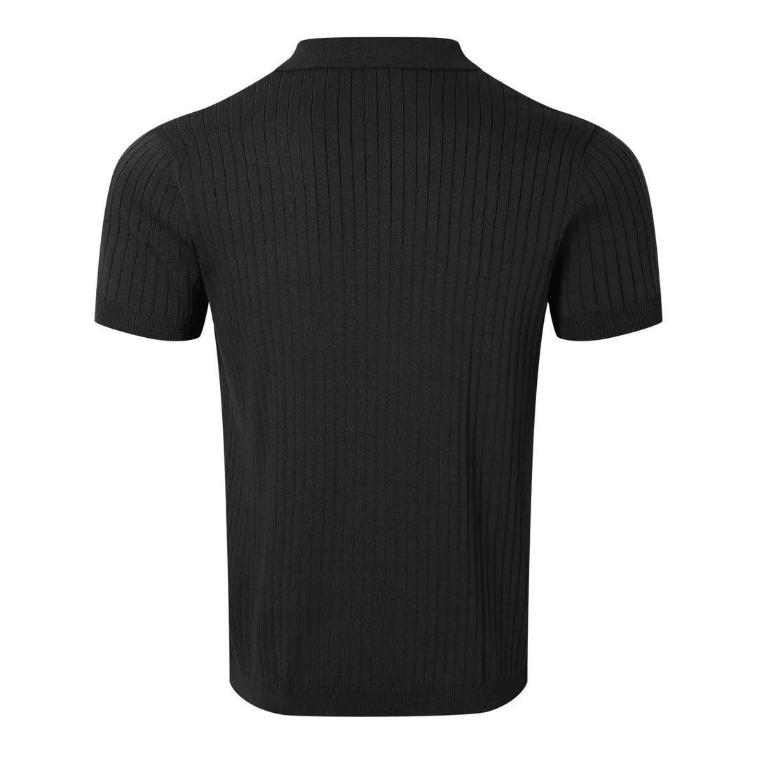 Retro Knit Striped Polo Shirt