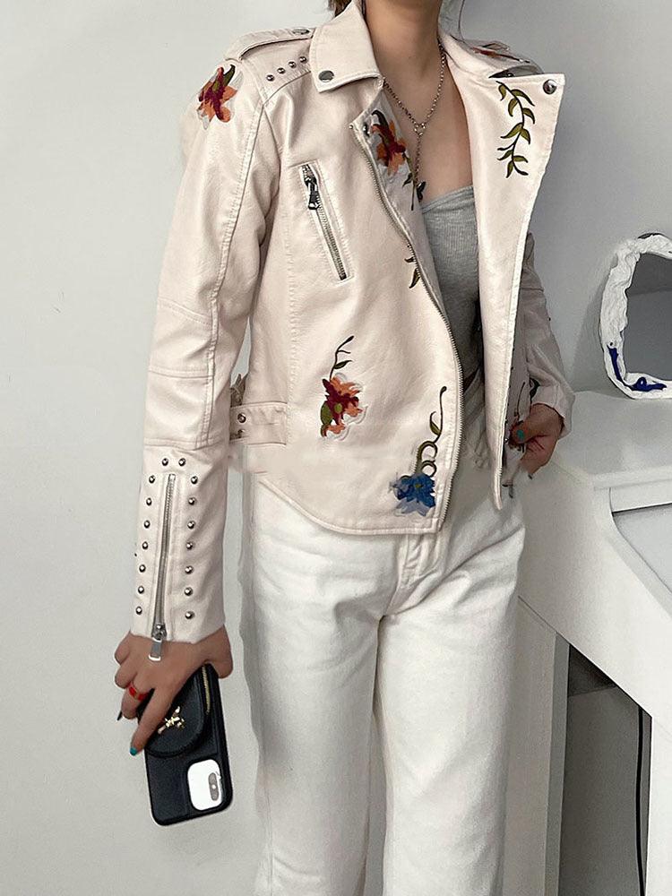 Ella - Veste en Cuir Florale