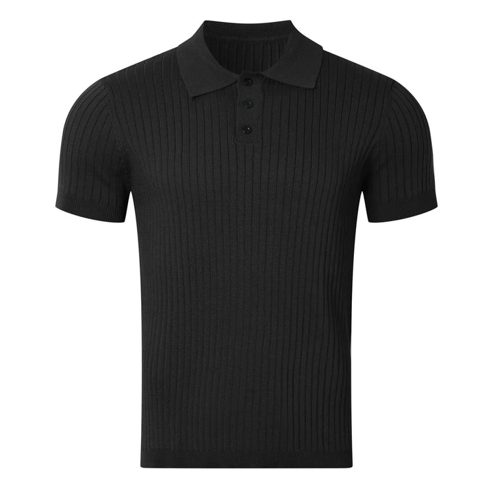 Retro Knit Striped Polo Shirt