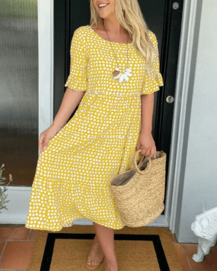 Zora Short-Sleeve Midi Dress