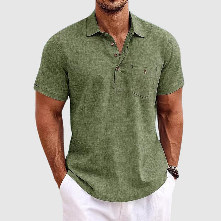 Theodore Willow Linen Polo Shirt