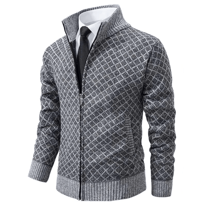 Windsor Diamond-Knit Zip Cardigan