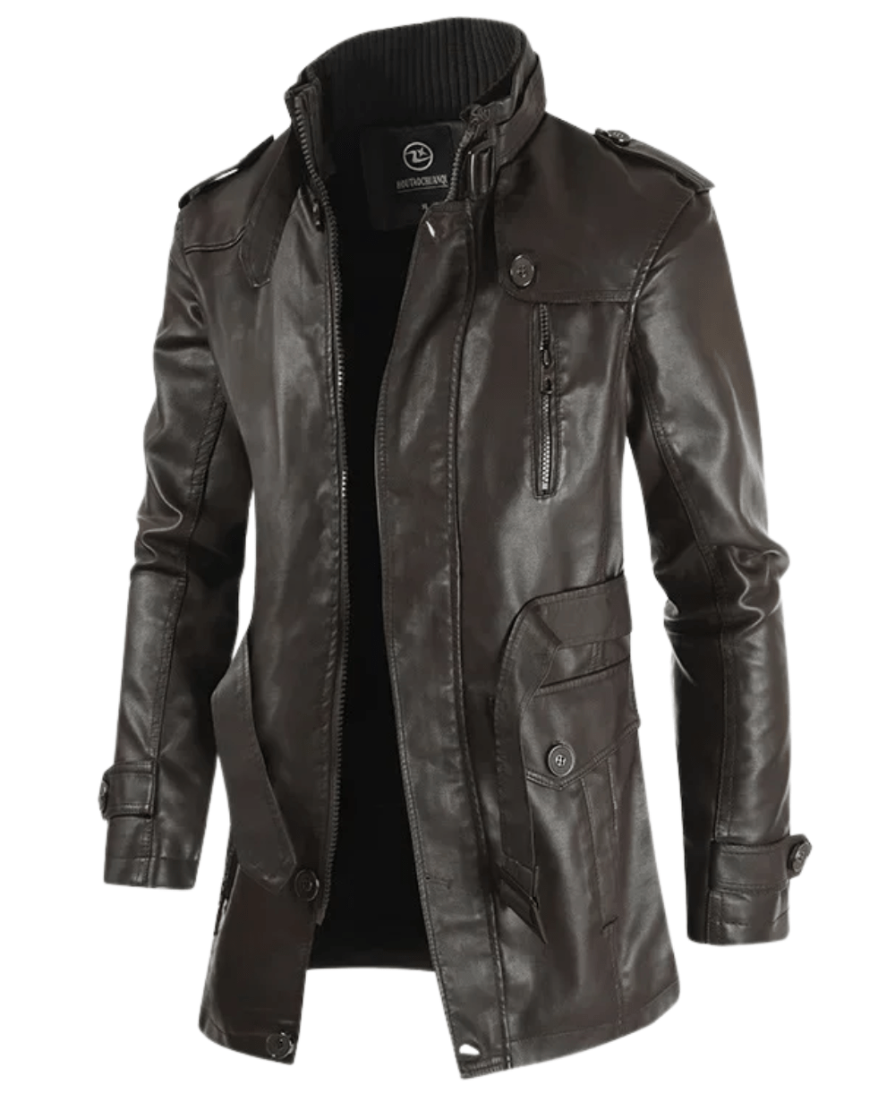 Elegant Long Leather Biker Jacket