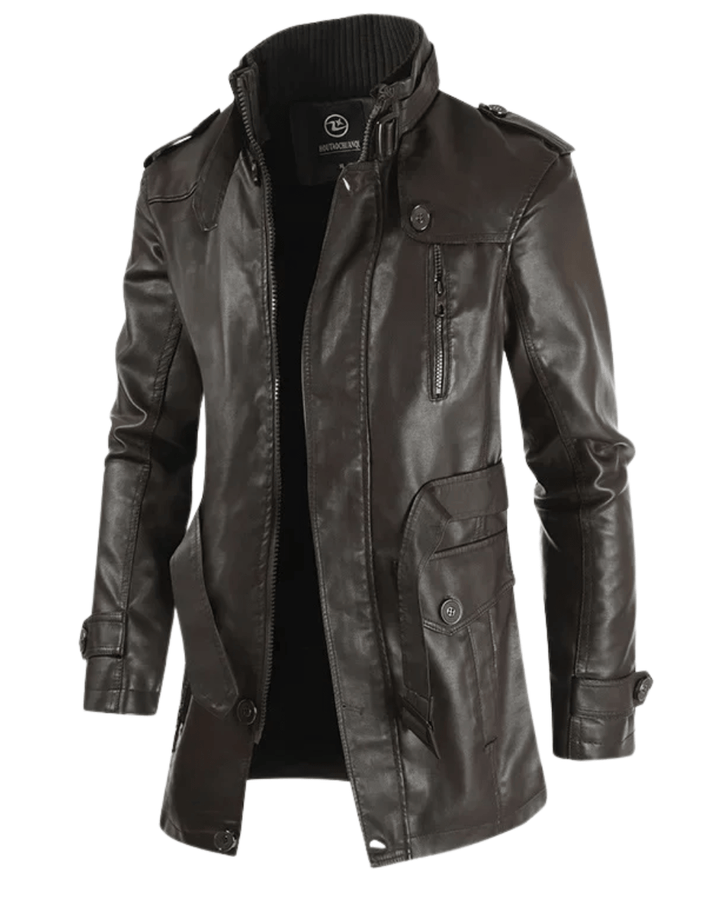 Elegant Long Leather Biker Jacket