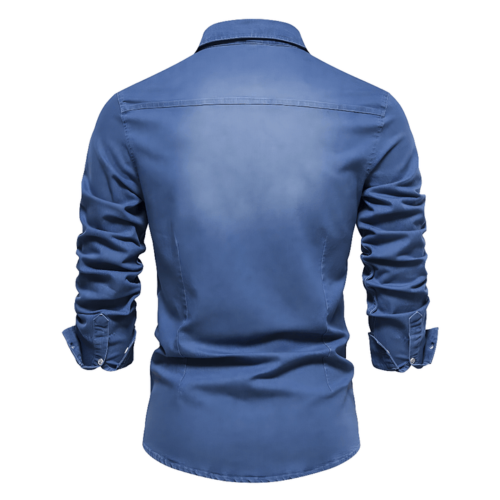 AdaptiveFit Cotton Denim Shirt: Tailored For Men
