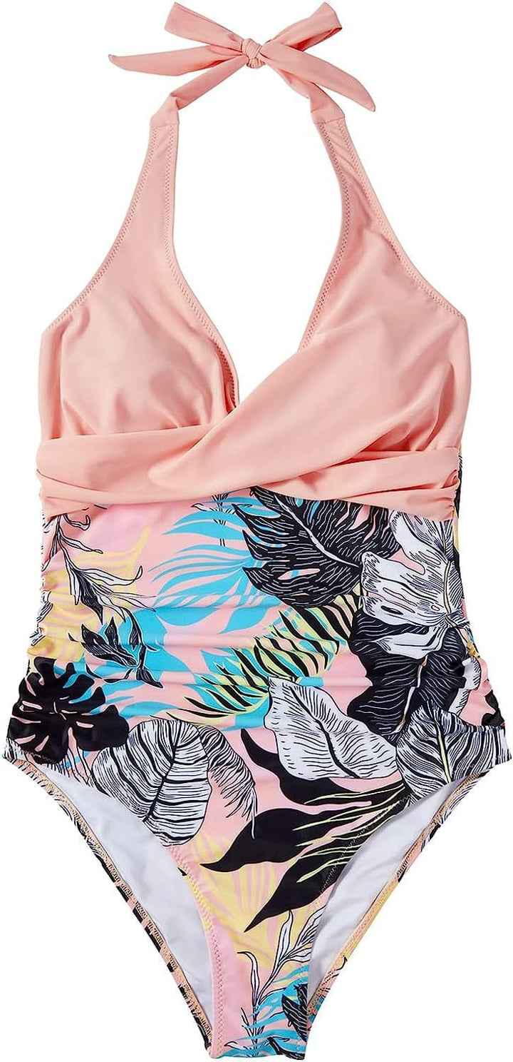 Costume da Bagno Foglia Tropicale – Scollo a V e Stile Modellante