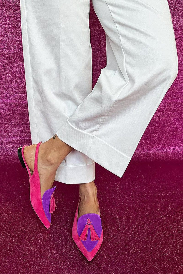 Rosaa™ | Ballerine colorate con frange e cinturino decorativo alla caviglia